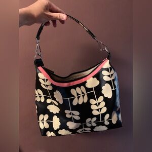 Stylish Orla Kiely Black and Cream Floral Women's Bag